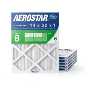 Aerostar 14x20x1 MERV 8 - 6 Count - High Efficiency Pleated HVAC, Furnace & Air Conditioner Filters - Removes Dust, Lint, Mold & Allergy-Causing Pollen-0